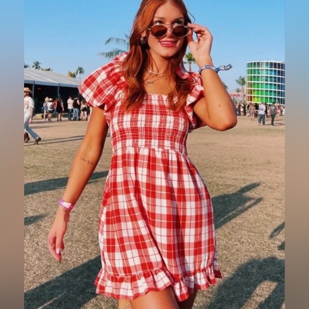 Show Me Your MuMu Red and White Checkered Dress